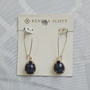 Kendra Scott Gold and Black Stone Tear Drop Earrings